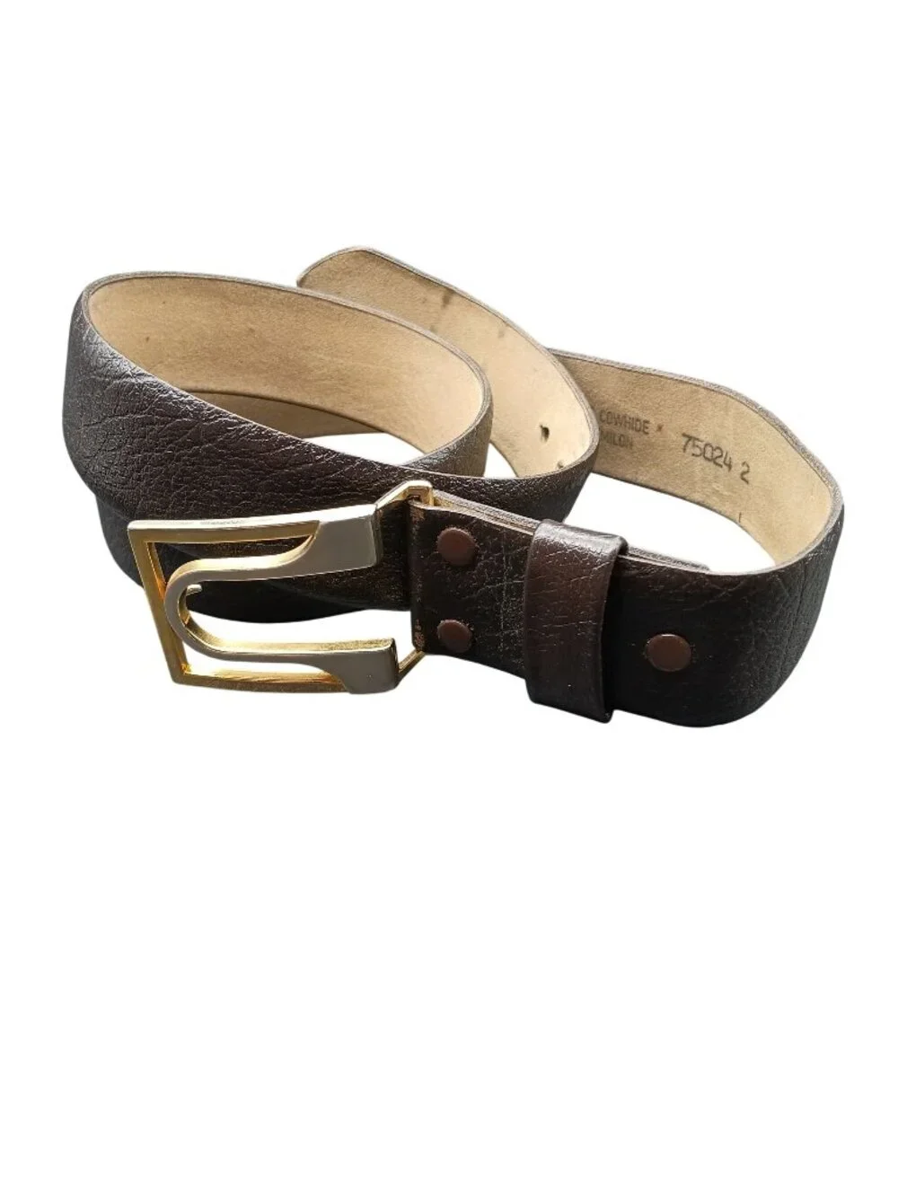 Vintage Cowhide on Kemilon Paris Belt, Brown Sz 38 75024 2